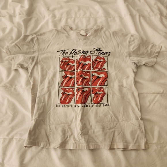 T-shirt Homme Blanc The Rolling Stones - Coton 100%, Coupe Régulière, Motif Imprimé Officiel